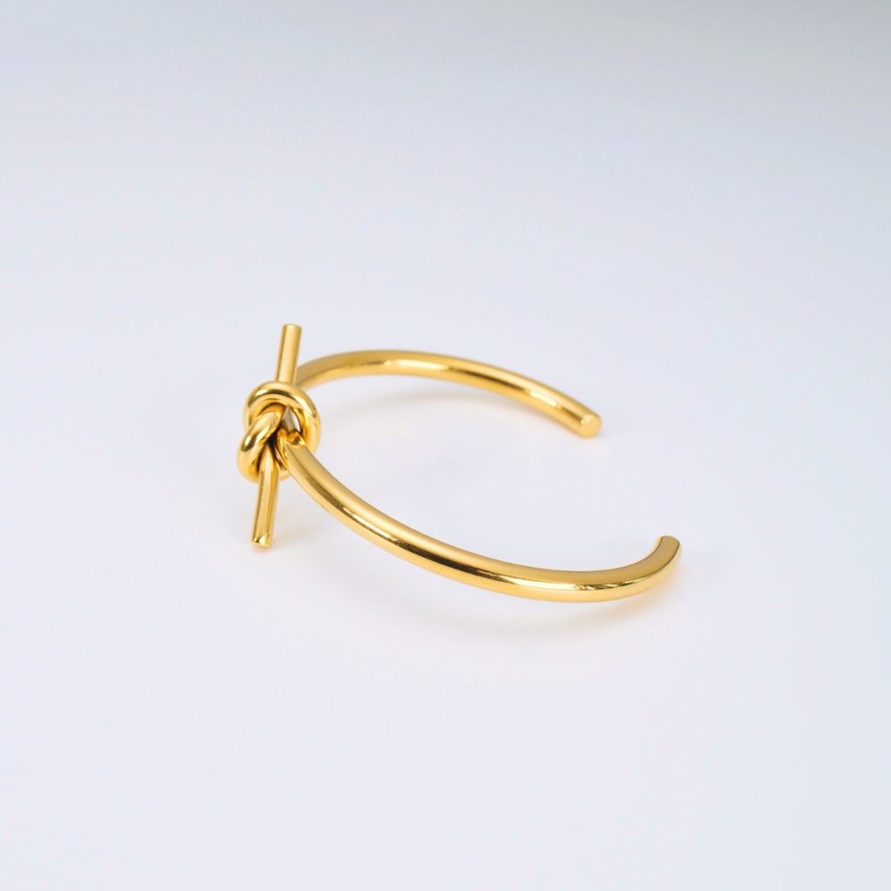 Lele Knot Gold Plated Cuff Bangle Bracelet - Picture 3 of 6